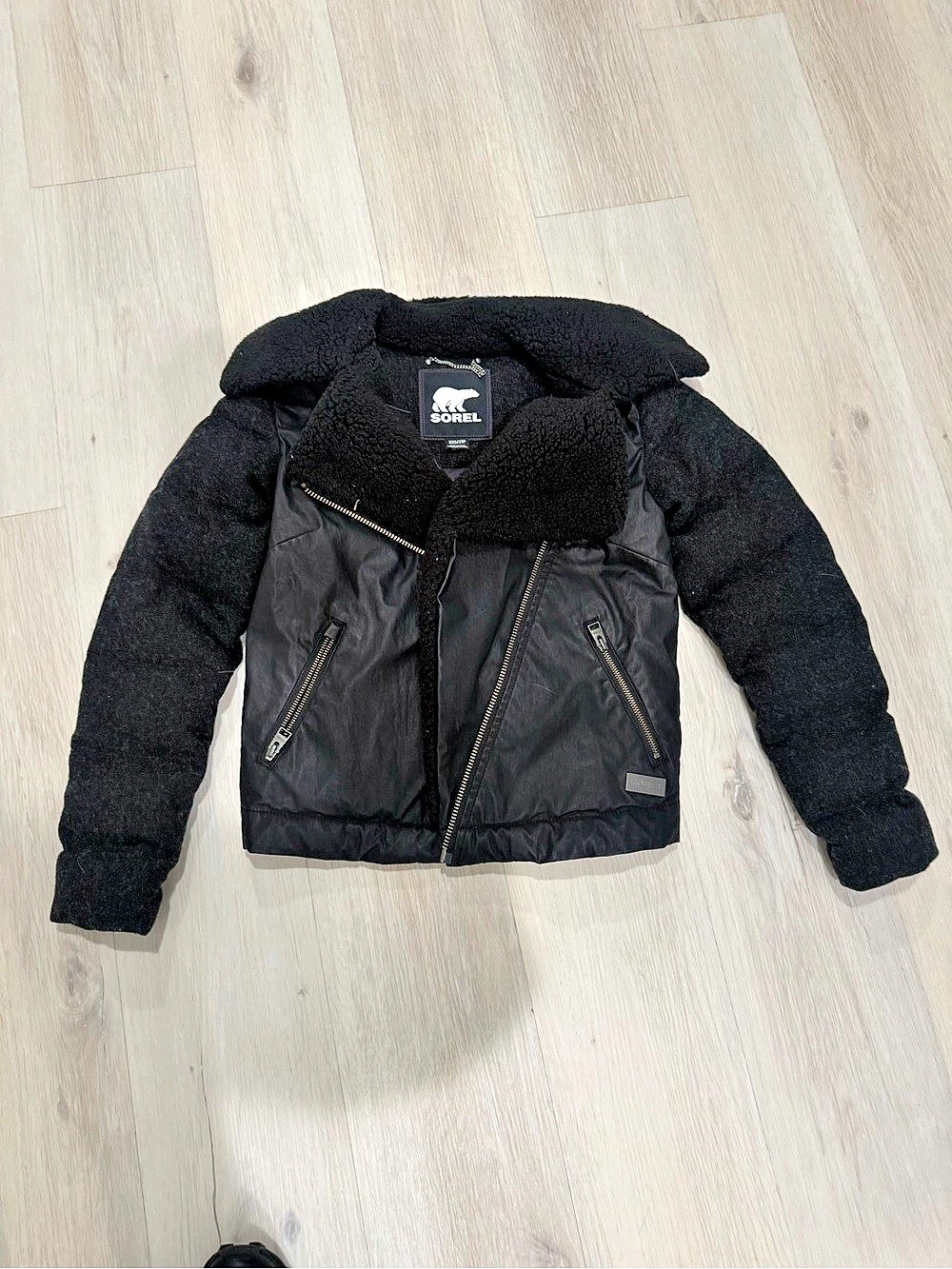 Sorel Tivoli Moto Down Jacket Black Puffer Size XXS